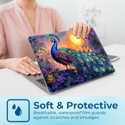 Reusable Universal Laptop Skin Sticker, Cut to Fit for 11.6–15.6 Inch Laptops, Waterproof Protective Film, No-Residue - Mystic Peacock - color: Mystic Peacock