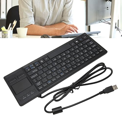 Wired USB Keyboard with Touchpad, Compact Industrial Keyboard Trackpad Combo with HUB Function Ergonomic Keyboard USB Keyboard Trackpad Keyboard for Industrial Food Service Marine