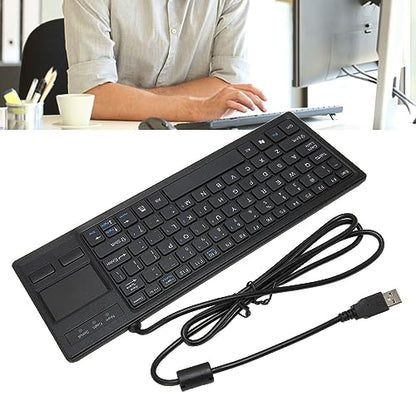 Wired USB Keyboard with Touchpad, Compact Industrial Keyboard Trackpad Combo with HUB Function Ergonomic Keyboard USB Keyboard Trackpad Keyboard for Industrial Food Service Marine