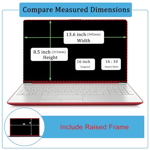 16-inch Tempered Glass Screen Protector for Universal 16" with 16:10 Aspect Ratio Laptop Lenovo/HP/Dell/ASUS/LG/Acer/MSI/Samsung etc, 9H Hardness, Ultra HD - size: 16 inch Aspect Ratio 16:10