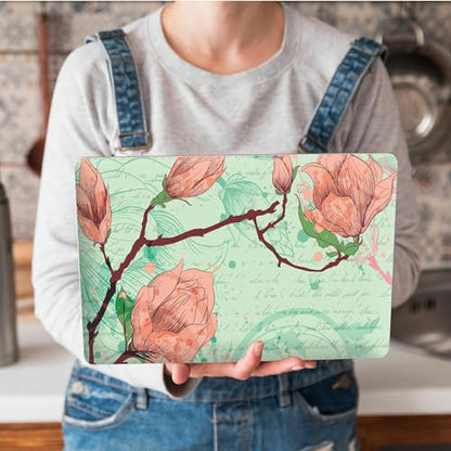 Universal Laptop Skin Sticker with 2 Wrist Pad Skins, Waterproof Scratch Resistant Vinyl Laptop Cover Decal, Cut to Fit for 11–15.6 Inch MacBook HP Dell Lenovo, Magnolia - color: Magnolia
