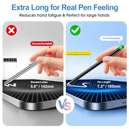 Long Stylus (5 Pack) Capacitive Pen for Touchscreen, Universal Stylus for iPad iPhone Android Tablet & Laptop Touch Screens, High Sensitivity & Smooth nibs Fiber mesh Extra Long Stylus