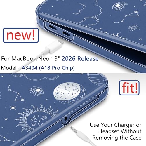 DONGKE for MacBook Neo 13 inch Case 2026 (Model A3404), Artistic Sun Pattern Ultra Slim Frosted Matte Hard Shell, Anti-Scratch & Fingerprint Resistant Cover - Sun & Moon - color: Sun & Moon