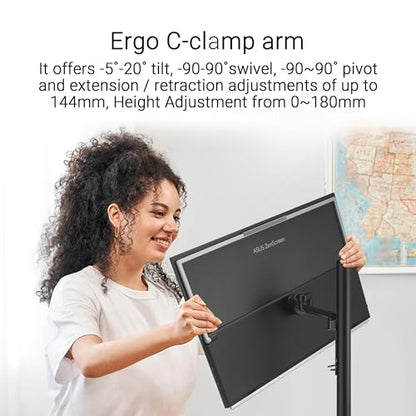 ASUS ZenScreen MB27ACF 27 Inch 1440p 100Hz USB-C Portable Monitor | USB-C PD 70W, C-clamp Arm, Speakers, Partition Hook, Kickstand, IPS, Subwoofer, Carrying Handle ,Display for MacBook and PC - style: ERROR:#N/A