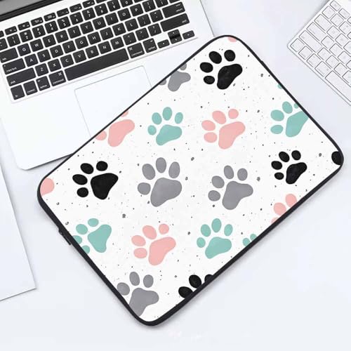 Laptop Sleeve Bag 15.4 15.6 Inch,Dog Paw Prints Colorful Dog Footprint Protective Polyester Computer Cases Laptop Cover Briefcase Bag Tablet Travel Cover - color: LPS-028