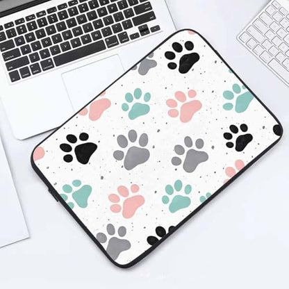 Laptop Sleeve Bag 15.4 15.6 Inch,Dog Paw Prints Colorful Dog Footprint Protective Polyester Computer Cases Laptop Cover Briefcase Bag Tablet Travel Cover - color: LPS-028