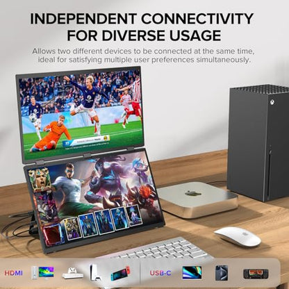 UPERFECT Delta 15.6" Dual Portable Monitor for Laptop Screen Extender 1080P HDR 360° Folding Stacked Triple Monitor with Stand for Laptop PC Phone Game Console (No Driver Needed) - size: 15.6"