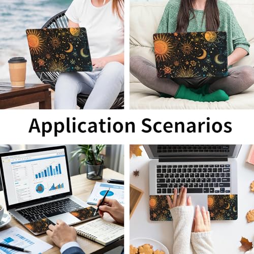 Laptop Skin Sticker 3-Piece Set,Starry Night Sky | Trim-to-fit 3-piece vinyl set with one 15 x 10.6 in lid skin and two palm-rest decals for many 12-15.6 in laptops - color: Starry Night Sky