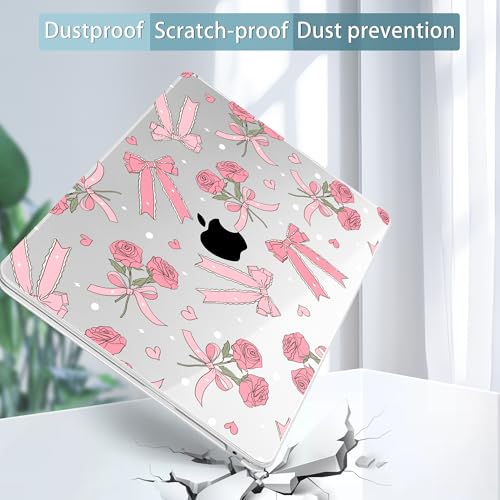 Tuiklol for 2026 2025 2024 2023 MacBook Air 15 inch Case Model M5 A3448 M4 A3241 M3 A3114 M2 A2941 Hard Shell Case for MacBook 15.3'' Cover, Bow & Rose - color: Bow & Rose
