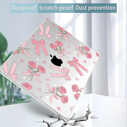Tuiklol for 2026 2025 2024 2023 MacBook Air 15 inch Case Model M5 A3448 M4 A3241 M3 A3114 M2 A2941 Hard Shell Case for MacBook 15.3'' Cover, Bow & Rose - color: Bow & Rose
