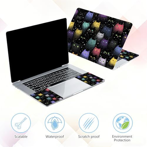 Laptop Skin Sticker Decal 15-15.6 Inch with Cute Mouse Pad, Universal Reusable Vinyl Sticker for 12.1 13 13.3 14 15.4 Inch Netbook and Notebook PC, Colorful Space Cats - color: Colorful Space Cats