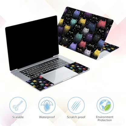 Laptop Skin Sticker Decal 15-15.6 Inch with Cute Mouse Pad, Universal Reusable Vinyl Sticker for 12.1 13 13.3 14 15.4 Inch Netbook and Notebook PC, Colorful Space Cats - color: Colorful Space Cats