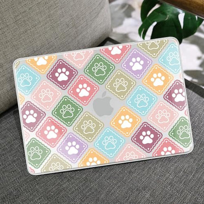 MEEgoodo Printed Case for New MacBook Neo 13 inch 2026 Release(Fit Model A3404), Laptop Hard Shell Cases with Keyboard Skin & Screen Protector & Webcam Covers, Dog Paw & Checked - color: Dog Paw & Checked