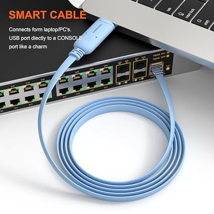 USB Cisco Console Cable, USB to RJ45 Console Cable Compatible with Routers/Switch/Windows 7, 8,10 (12ft) - size: 12 ft