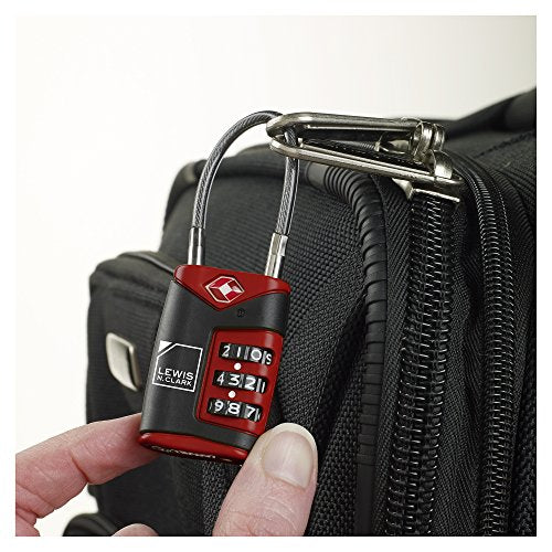 Lewis N. Clark TSA-Approved Combination Luggage Lock with Steel Cable (2-Pack), Red, One Size - color: Red, size: 2 Pack