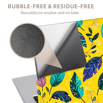 Universal Laptop Skin Sticker for 12/13/14/15.6 Inch Laptops, Reusable Vinyl Laptop Decal Cover, Waterproof Scratch Resistant Notebook Skin with 2 Wrist Pads,Feather Illustration - color: Feather Illustration