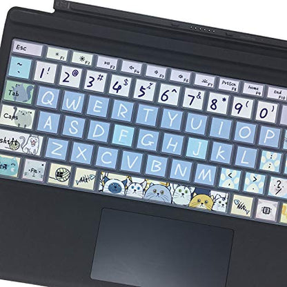 Silicon Keyboard Cover Skin for Microsoft Surface Pro 7/6/5, 2019，2018，2017 Keyboard,US Layout, Cute Cat - color: Cute Cat