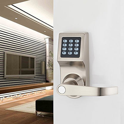 Digital Door Lock,Unlock with Remote Control, M1 Card, Code and Key,Handle Direction Reversible