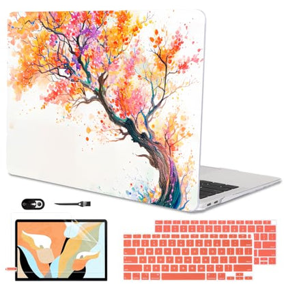 Compatible with MacBook Air 13 inch Case M1 A2337 A2179 A1932 2021 2020 2019 2018 Release with Retina Display & Touch ID, Crystal Pattern Plastic Hard Shell Case Cover, Phoenix Tree Flowers - color: Phoenix Tree Flowers
