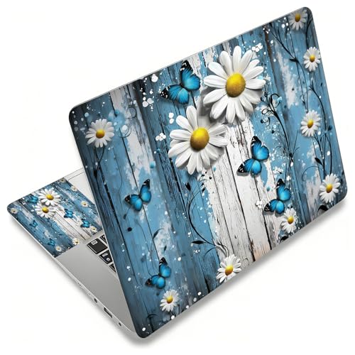 Laptop Skin Sticker Decal, Universal Reusable Vinyl Laptop Cover for 12" 13" 13.3" 14" 15" 15.4" 15.6" Notebook PC, Reusable Waterproof Scratch-Resistant with 2 Wrist Pads,Chrysanthemum Butterfly - color: Chrysanthemum Butterfly