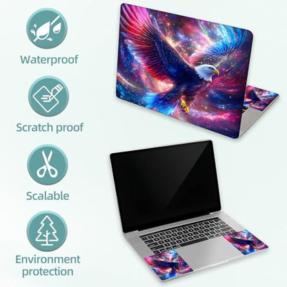 Universal Laptop Skin Decal, 3-Piece Vinyl Protector for 12 13 14 15.6" Notebook, Waterproof Anti-Scratch, Easy Trim & Bubble-Free Finish, Majestic Eagle - color: Majestic Eagle