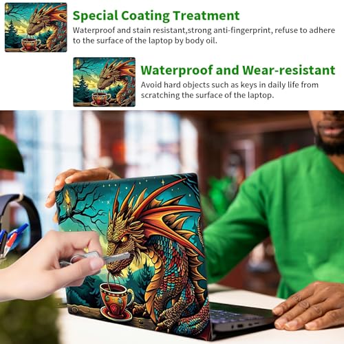 Laptop Skin Sticker Decal, Universal Protective Cover Fit 12 13 14 15.6 Inch Notebook, Reusable Water-Resistant Vinyl Decal w/ 2 Wrist Pads for Business Travel Office, Baby Dinosaur - color: Baby Dinosaur