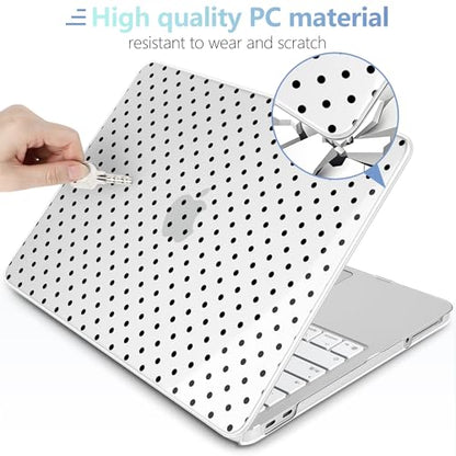 MEEgoodo 4-in-1 Printed Case for MacBook Neo 13 inch 2026 Release Model A3404, Laptop Hard Shell Cases with Keyboard Skin & Screen Protector & Webcam Covers, Poka Dot Black - color: Poka Dot Black