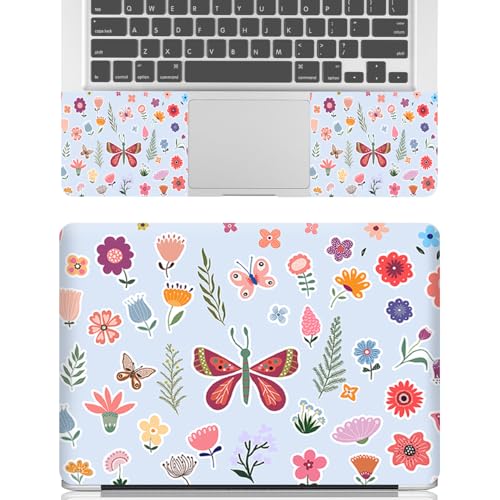 12.1-15.6 Inch Laptop Skin Decal, Universal Reusable Vinyl Laptop Cover Sticker, Waterproof Art Protector with Butterflies & Flowers - color: Butterflies & Flowers
