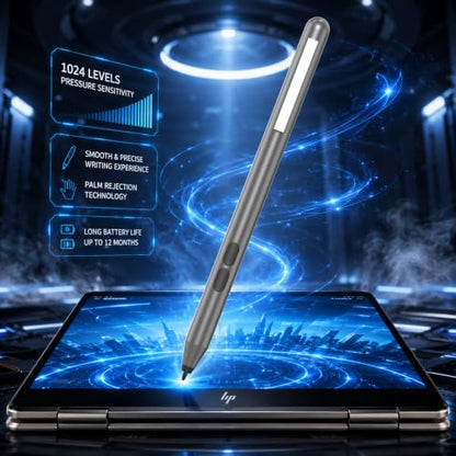 MPP 1.51 Pen for Surface Pro 11/10/X/9/8 300Day Battery Life Palm Rejection | Digital Pen for Surface, Surface Laptop/Book/Go/Studio, Kobo, 1024 Pressure, Precise Drawing & Note-Taking, Two Side Buttons - color: Grey