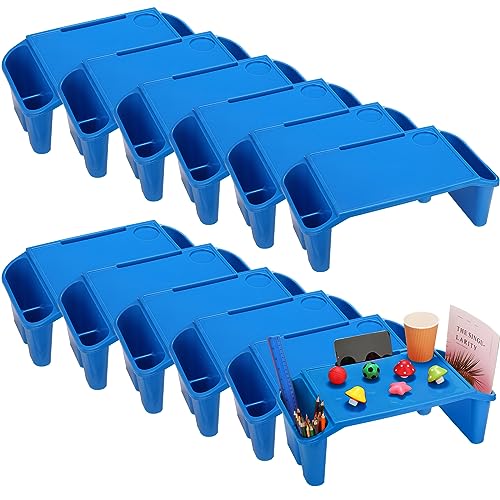 Kisston 12 Pcs Kids Lap Desk Bulk Tray Lap Table Bed Table Plastic Desk with Extra Storage Space Activities Children Portable for Kids Students Work Study School Classroom(Blue) - color: Blue