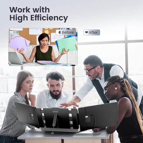 Teamgee 14” FHD 1080P IPS Laptop Screen Extender Triple Portable Monitor | 5-Year Classic Model, Plug & Play, HDMI/USB-A/USB-C, Built-in Speakers, Adjustable Stand, Multi OS Compatibility - size: Screen 14.2