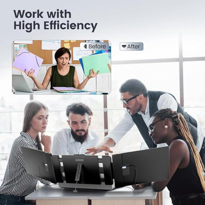 Teamgee 14” FHD 1080P IPS Laptop Screen Extender Triple Portable Monitor | 5-Year Classic Model, Plug & Play, HDMI/USB-A/USB-C, Built-in Speakers, Adjustable Stand, Multi OS Compatibility - size: Screen 14.2