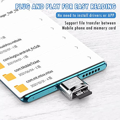 USB C Micro SD Card Reader with Keychain – USB-C to Micro SD/TF Card Reader with USB 3.0 Adapter, High-Speed OTG Reader for MacBook, iPad Pro, Galaxy, iPhone 15, Laptop, Tablet & Phone