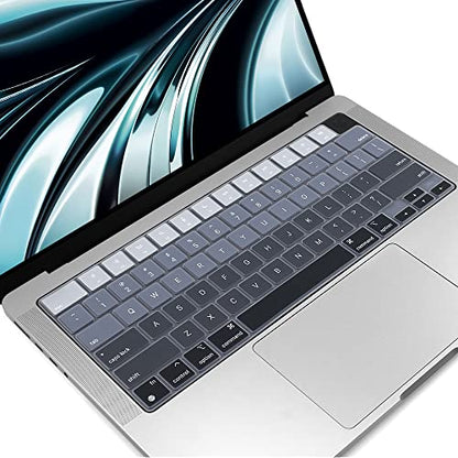 ProElife Keyboard Cover Skin for MacBook Air 13/15 Inch M5 M4, Ombre Gray | US Enter, Ultra Thin (0.26 mm), Silicone Protective Skin, Easy to Apply, Washable & Reusable, Dust-proof, Precision Molded - color: Ombre Gray
