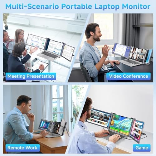 Laptop Screen Extender, 15" Triple Monitor for 15-17.3" Laptops | Portable 1080P IPS FHD display, plug & play via HDMI/USB-A, compatible with Mac/Windows/Chrome/Android,gray - color: Grey