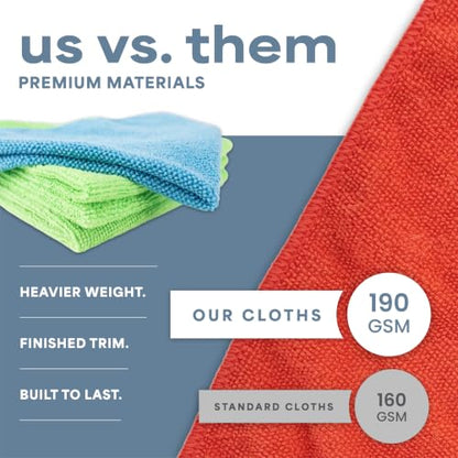 S&T INC. Microfiber Cleaning Cloth, 25 Pack, 11.5" x 11.5" | Bulk Cleaning Cloth for Home and Car, Reusable and Multi-Purpose Cleaning Rags, Machine Washable - size: 25 Pack