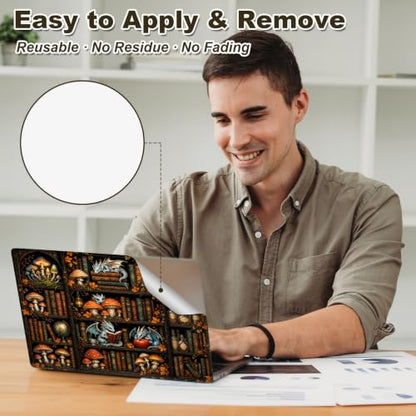 Universal Laptop Skin Sticker Decal 11-15.6 Inches, Baby Dragon Bookshelf | Reusable Vinyl Sticker for 12.1 13 13.3 14 15.4 Inches Notebook PC, Scratch Resistant Waterproof, Easy to Trim & Apply - color: Baby Dragon Bookshelf