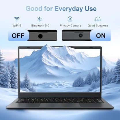 Laptop 15.6 Inch, 12GB RAM Laptops with Pentium Gold 6500Y (Up to 3.4GHz), 128GB SSD, FHD IPS Screen, USB C, USB 3.2, HDMI, WiFi, Lightweight Laptop for Student, Home and Everyday Use