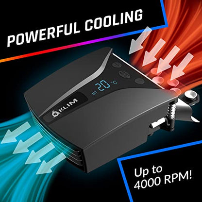 KLIM Tempest Laptop Cooler with Vacuum Fan - New - Gaming Laptop Fan with Display - Temperature Detection + Automatic/Manual Mode - 4000 RPM - Portable - Compatible with Laptop Cooling Pads