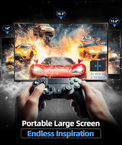 Ingnok 18.5Inch Portable Monitor, 100% sRGB USB C Second Screen FHD | USB-C Mini HDMI Large second screen for Laptop,mini PC,PS5/Switch, smart cover stand,built-in speakers,VESA-ready - size: 18.5 inches