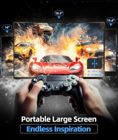 Ingnok 18.5Inch Portable Monitor, 100% sRGB USB C Second Screen FHD | USB-C Mini HDMI Large second screen for Laptop,mini PC,PS5/Switch, smart cover stand,built-in speakers,VESA-ready - size: 18.5 inches
