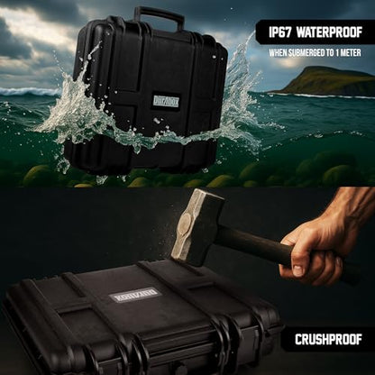 Durabox All Weather Hard Case 16 x 14 x 4” - TSA Approved Hard Shell Travel Case with Customizable Foam for Laptops, Electronics, Guns, Pistols and Other Gear - size: Medium 16 x 14 x 4"