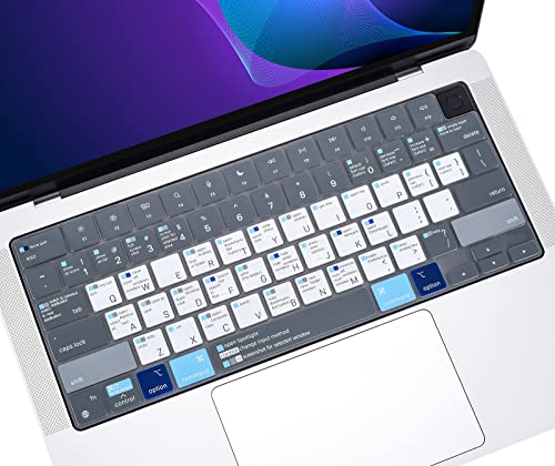 Keyboard Cover with MAC OS Shortcut Hot Keys for Apple MacBook Neo 13 / Pro 14 inch A3426 A3427 A3434 A3112 A3401 A3185/ Pro 16 A3428 A3429 A3403 M5 M4 M3 M2,MacBook Air 13.6" 15.3" Skin-Blue&White - size: MacBook Pro 14"/Pro 16" (2021+)