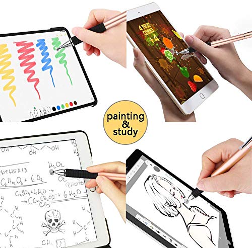 Mixoo Capacitive Stylus Pen, Disc & Fiber Tip 2 in 1 Series, High Sensitivity and Precision, Universal for ipad, iPhone, Tablets and Other Touch Screens, Model: Rose Gold - color: Rose Gold