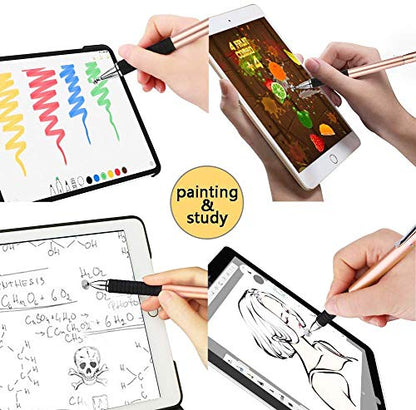 Mixoo Capacitive Stylus Pen, Disc & Fiber Tip 2 in 1 Series, High Sensitivity and Precision, Universal for ipad, iPhone, Tablets and Other Touch Screens, Model: Rose Gold - color: Rose Gold