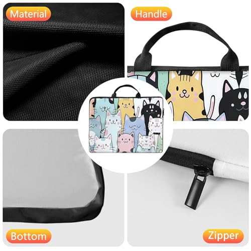 10 inch Laptop Sleeve with Laptop Skin Sticker Set – Slim Protective Case with Smooth Zipper, Lightweight Tablet & Notebook Sleeve for Travel & Daily Carry, Cat Family - color: Cat Family, size: 10 inch