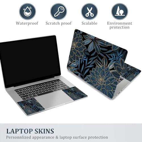 12 13 14 15 15.4 15.6 Inches Laptop Skin Sticker Decal Universal Netbook Skin Sticker Reusable Soft Notebook Art Protector Cover Decal, Blue Flower - color: Blue Flower
