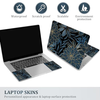 12 13 14 15 15.4 15.6 Inches Laptop Skin Sticker Decal Universal Netbook Skin Sticker Reusable Soft Notebook Art Protector Cover Decal, Blue Flower - color: Blue Flower