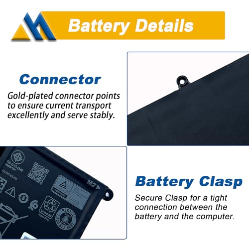 54Wh V6W33 4-Cell Laptop Battery Replacement for Dell Inspiron 3511 3510 3520 3515 5310 5410 5418 5510 5515 5518 5625 5630 5635 Latitude 3320 3420 3520 Vostro 3515 3525 5620 Series TN70C 15V