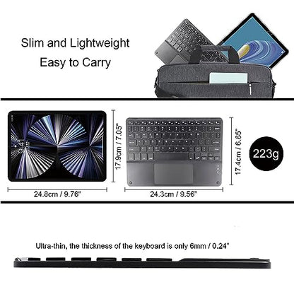 Ultra Slim Bluetooth Keyboard with Touchpad for iPad, Rechargeable Portable Wireless Keyboard for iPad Pro/Air/Mini, iPhone, Samsung Galaxy, Tablet, and Other iOS Android Windows Devices (Black) - color: black